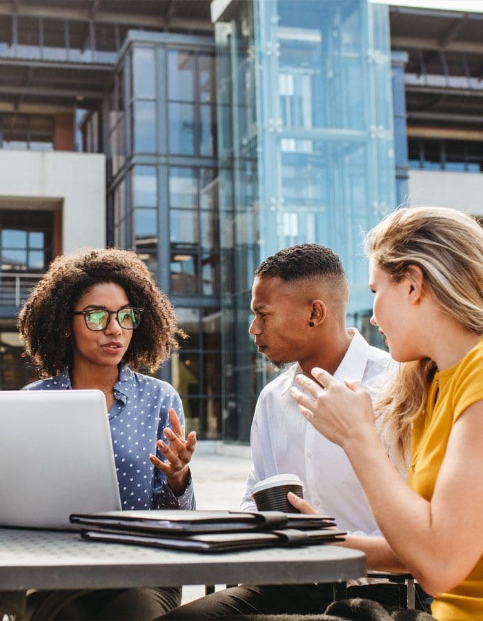 Young professionals having a meeting outside the office